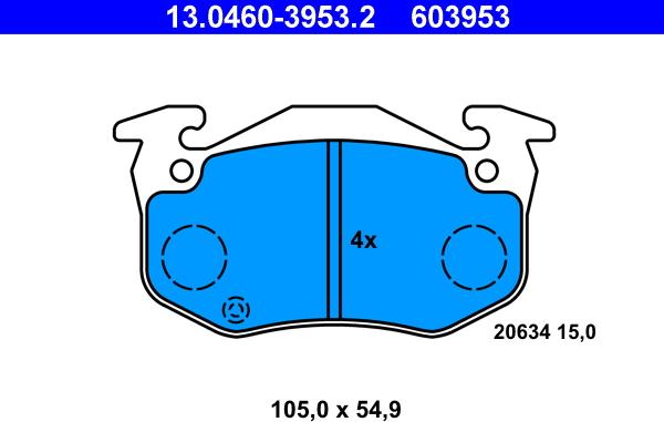 ATE 13.0460-3953.2 - Bremžu uzliku kompl., Disku bremzes autospares.lv