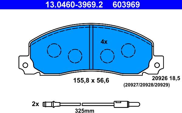 ATE 13.0460-3969.2 - Bremžu uzliku kompl., Disku bremzes autospares.lv