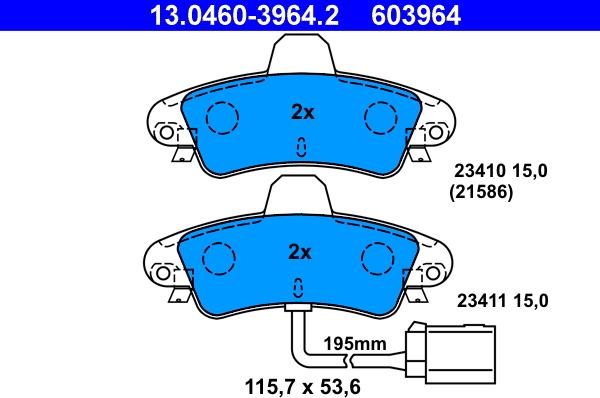 ATE 13.0460-3964.2 - Bremžu uzliku kompl., Disku bremzes www.autospares.lv