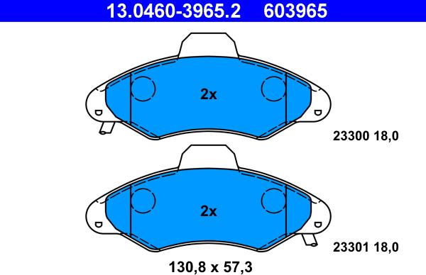 ATE 13.0460-3965.2 - Bremžu uzliku kompl., Disku bremzes autospares.lv