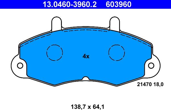 ATE 13.0460-3960.2 - Bremžu uzliku kompl., Disku bremzes www.autospares.lv