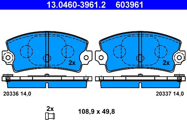 ATE 13.0460-3961.2 - Bremžu uzliku kompl., Disku bremzes autospares.lv