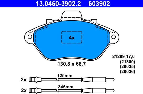 ATE 13.0460-3902.2 - Bremžu uzliku kompl., Disku bremzes www.autospares.lv