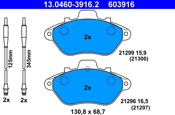 ATE 13.0460-3916.2 - Bremžu uzliku kompl., Disku bremzes www.autospares.lv