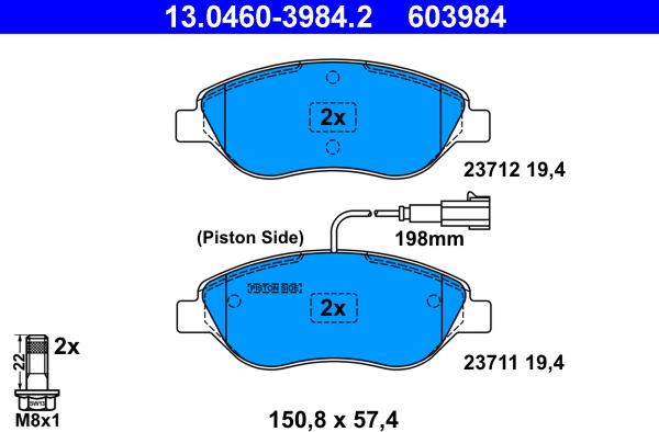 ATE 13.0460-3984.2 - Bremžu uzliku kompl., Disku bremzes autospares.lv