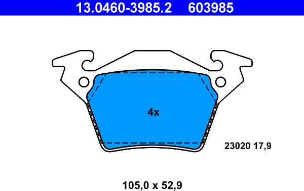 ATE 13.0460-3985.2 - Bremžu uzliku kompl., Disku bremzes autospares.lv