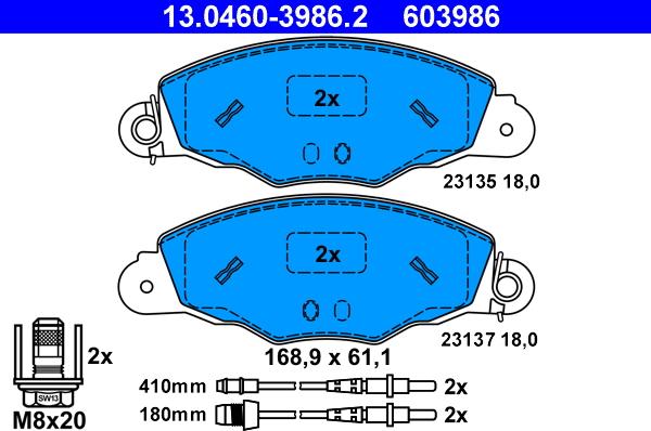 ATE 13.0460-3986.2 - Bremžu uzliku kompl., Disku bremzes www.autospares.lv