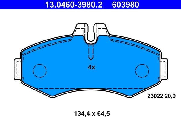 ATE 13.0460-3980.2 - Bremžu uzliku kompl., Disku bremzes www.autospares.lv