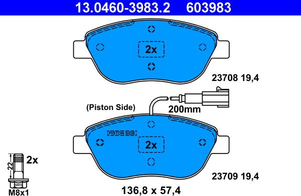 ATE 13.0460-3983.2 - Bremžu uzliku kompl., Disku bremzes www.autospares.lv