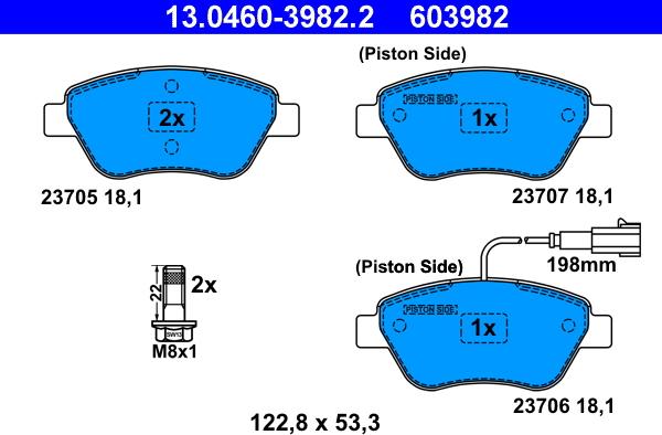 ATE 13.0460-3982.2 - Brake Pad Set, disc brake www.autospares.lv