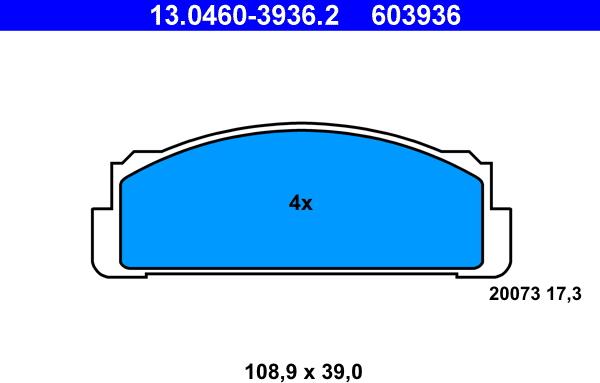 ATE 13.0460-3936.2 - Bremžu uzliku kompl., Disku bremzes autospares.lv