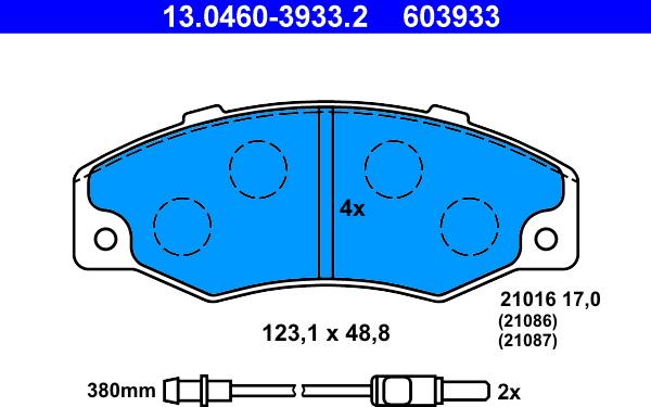 ATE 13.0460-3933.2 - Bremžu uzliku kompl., Disku bremzes www.autospares.lv