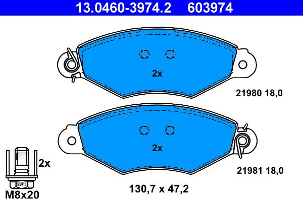 ATE 13.0460-3974.2 - Bremžu uzliku kompl., Disku bremzes www.autospares.lv