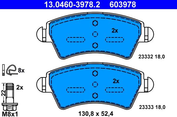 ATE 13.0460-3978.2 - Bremžu uzliku kompl., Disku bremzes autospares.lv