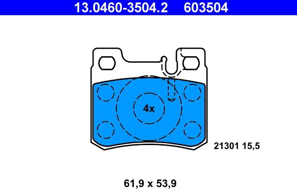 ATE 13.0460-3504.2 - Brake Pad Set, disc brake www.autospares.lv