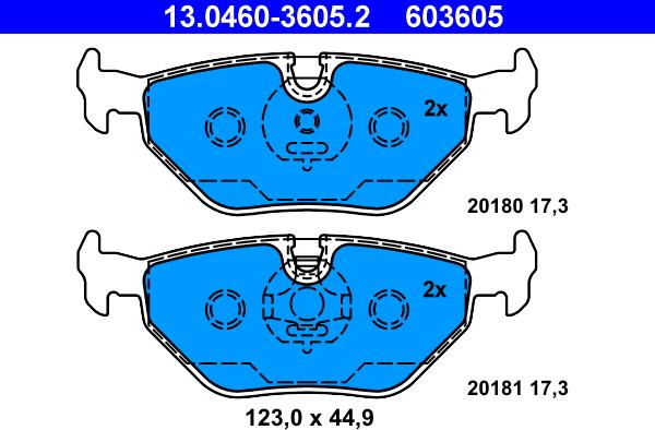 ATE 13.0460-3605.2 - Bremžu uzliku kompl., Disku bremzes www.autospares.lv