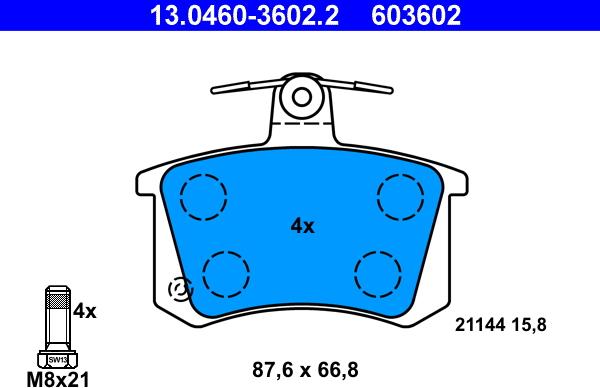 ATE 13.0460-3602.2 - Bremžu uzliku kompl., Disku bremzes autospares.lv