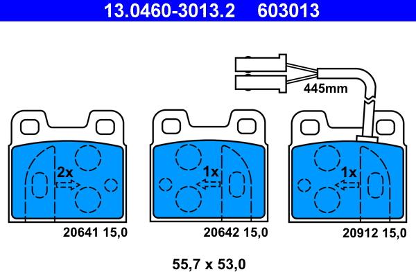 ATE 13.0460-3013.2 - Тормозные колодки, дисковые, комплект www.autospares.lv