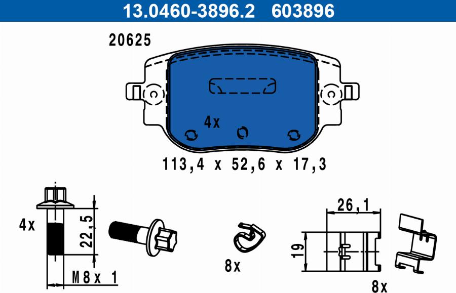 ATE 13.0460-3896.2 - Bremžu uzliku kompl., Disku bremzes www.autospares.lv