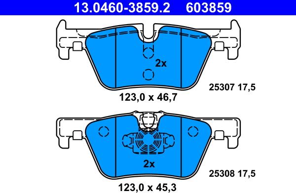 ATE 13.0460-3859.2 - Bremžu uzliku kompl., Disku bremzes www.autospares.lv