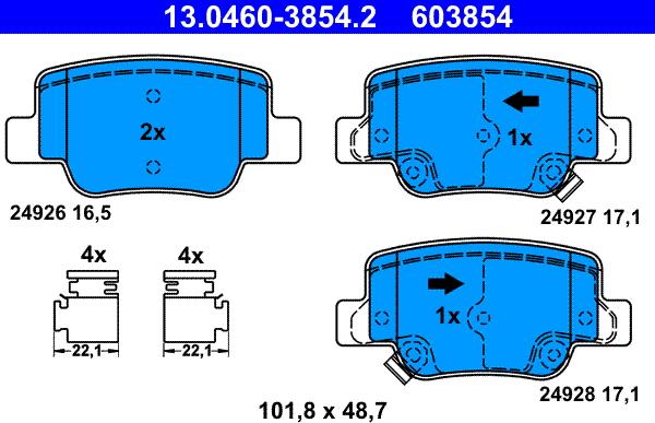 ATE 13.0460-3854.2 - Bremžu uzliku kompl., Disku bremzes www.autospares.lv