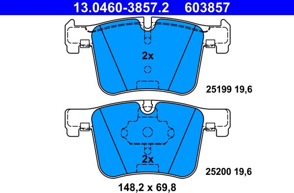 ATE 13.0460-3857.2 - Bremžu uzliku kompl., Disku bremzes www.autospares.lv