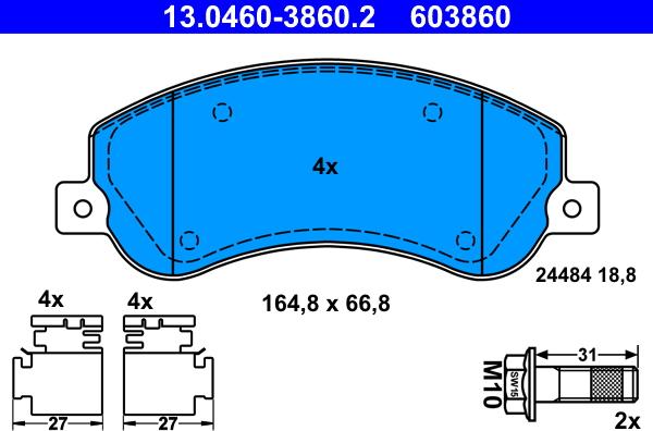 ATE 13.0460-3860.2 - Bremžu uzliku kompl., Disku bremzes www.autospares.lv