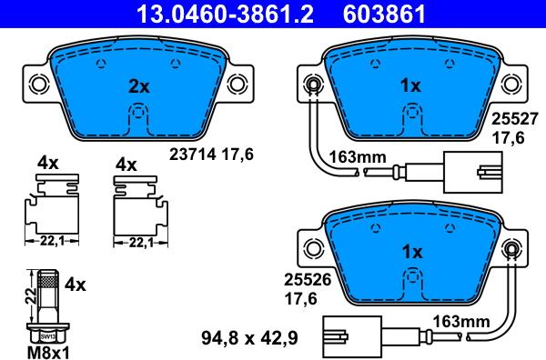 ATE 13.0460-3861.2 - Bremžu uzliku kompl., Disku bremzes autospares.lv