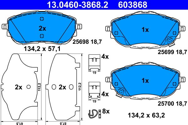 ATE 13.0460-3868.2 - Bremžu uzliku kompl., Disku bremzes www.autospares.lv