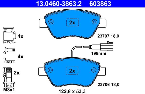 ATE 13.0460-3863.2 - Bremžu uzliku kompl., Disku bremzes autospares.lv