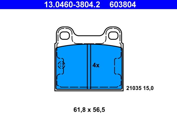 ATE 13.0460-3804.2 - Тормозные колодки, дисковые, комплект www.autospares.lv