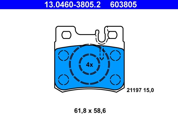 ATE 13.0460-3805.2 - Bremžu uzliku kompl., Disku bremzes www.autospares.lv