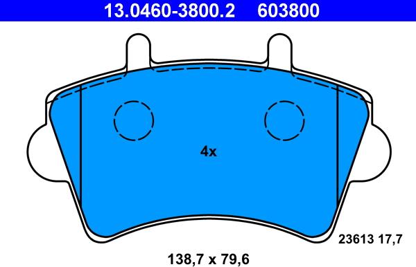 ATE 13.0460-3800.2 - Bremžu uzliku kompl., Disku bremzes autospares.lv