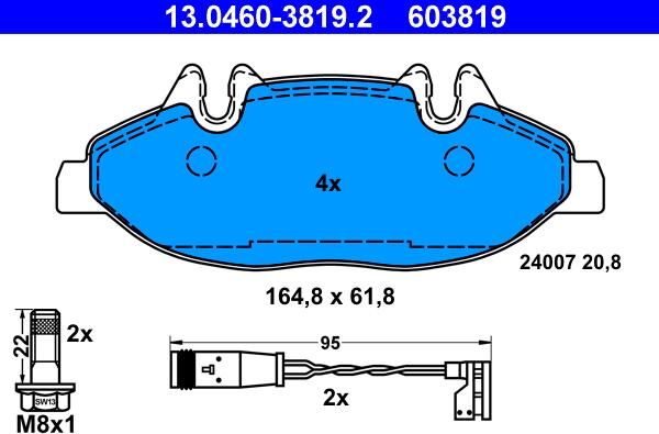 ATE 13.0460-3819.2 - Bremžu uzliku kompl., Disku bremzes www.autospares.lv