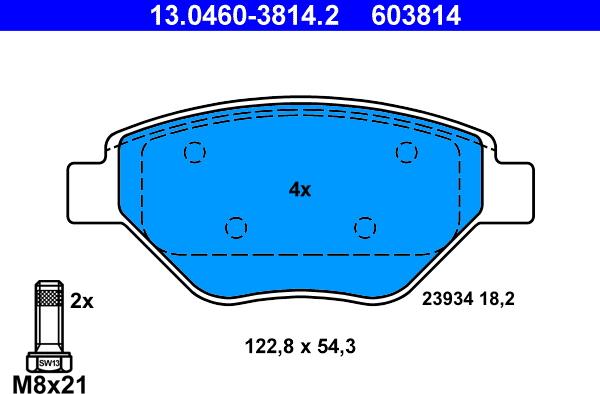 ATE 13.0460-3814.2 - Bremžu uzliku kompl., Disku bremzes www.autospares.lv