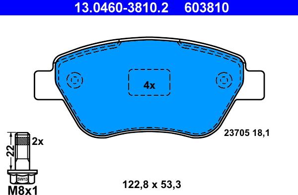 ATE 13.0460-3810.2 - Bremžu uzliku kompl., Disku bremzes www.autospares.lv