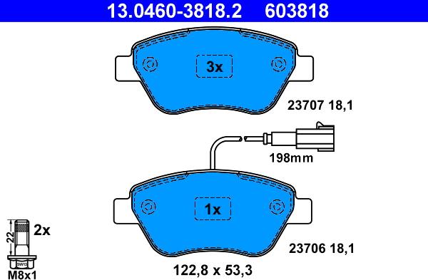 ATE 13.0460-3818.2 - Brake Pad Set, disc brake www.autospares.lv