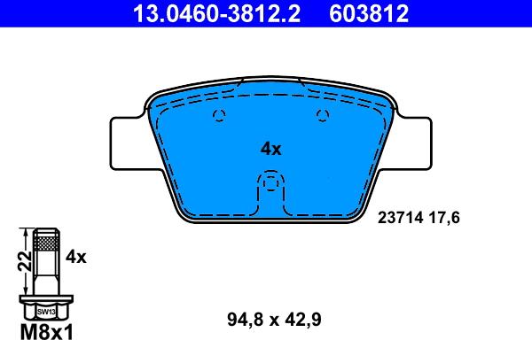 ATE 13.0460-3812.2 - Bremžu uzliku kompl., Disku bremzes autospares.lv