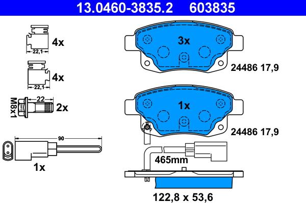 ATE 13.0460-3835.2 - Bremžu uzliku kompl., Disku bremzes www.autospares.lv