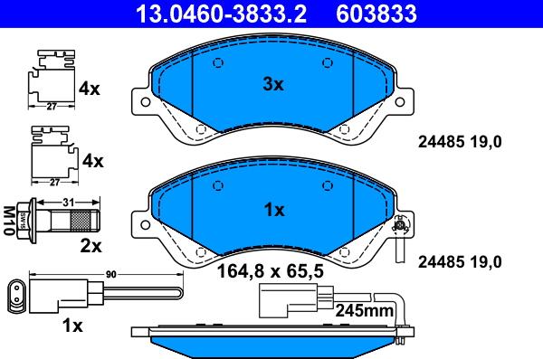 ATE 13.0460-3833.2 - Bremžu uzliku kompl., Disku bremzes www.autospares.lv