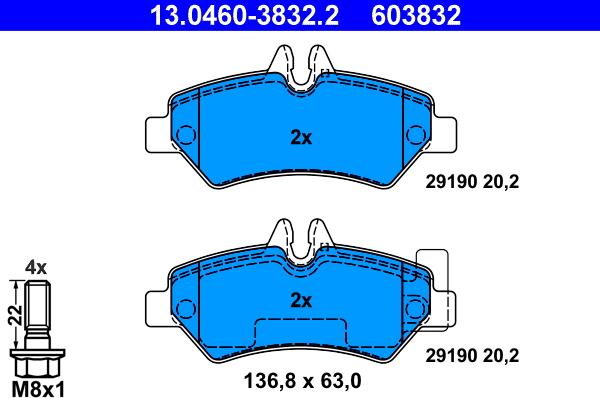 ATE 13.0460-3832.2 - Bremžu uzliku kompl., Disku bremzes www.autospares.lv