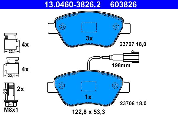 ATE 13.0460-3826.2 - Brake Pad Set, disc brake www.autospares.lv