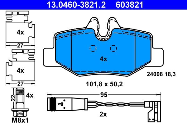 ATE 13.0460-3821.2 - Bremžu uzliku kompl., Disku bremzes www.autospares.lv