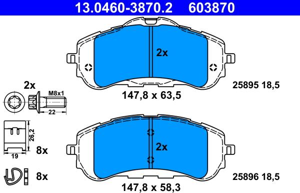 ATE 13.0460-3870.2 - Bremžu uzliku kompl., Disku bremzes www.autospares.lv