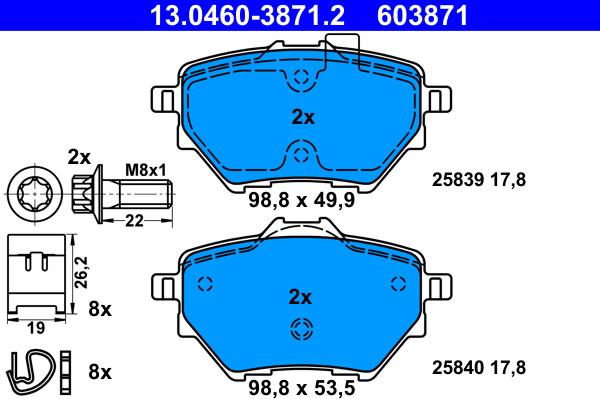 ATE 13.0460-3871.2 - Bremžu uzliku kompl., Disku bremzes www.autospares.lv