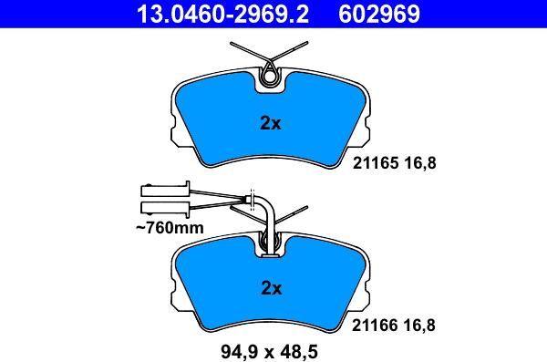 ATE 13.0460-2969.2 - Bremžu uzliku kompl., Disku bremzes autospares.lv