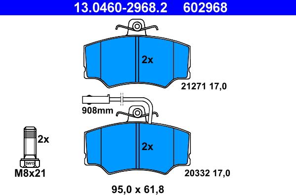 ATE 13.0460-2968.2 - Bremžu uzliku kompl., Disku bremzes www.autospares.lv