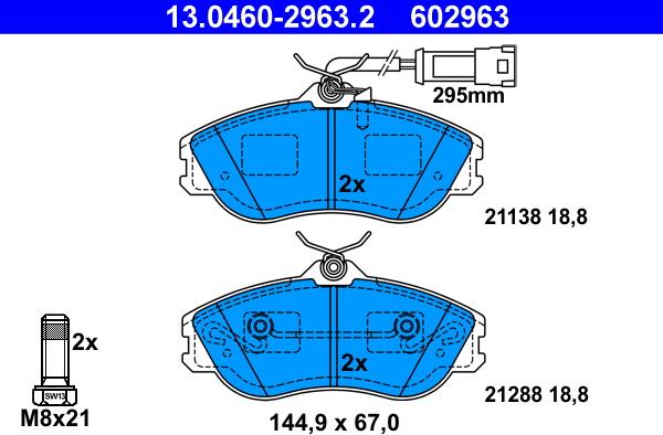 ATE 13.0460-2963.2 - Тормозные колодки, дисковые, комплект www.autospares.lv