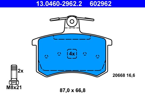 ATE 13.0460-2962.2 - Bremžu uzliku kompl., Disku bremzes www.autospares.lv