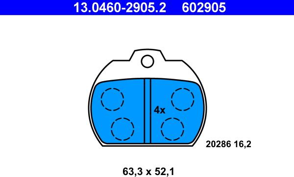 ATE 13.0460-2905.2 - Bremžu uzliku kompl., Disku bremzes autospares.lv